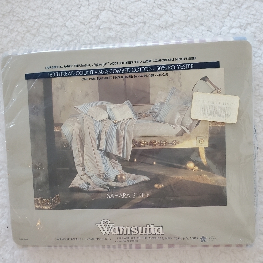 Vintage Wamsutta Dusty Pink & White One Twin‎ Flat Sheet 66×96 in.